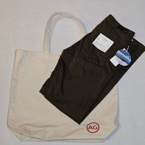 NWT & AG Tote Bag. Adriano Goldschmied The Prima Cigarette Leg Brown Size 27R - Picture 1 of 8